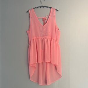 Eyeshadow Coral Sleeveless  See-Through Blouse Size XL